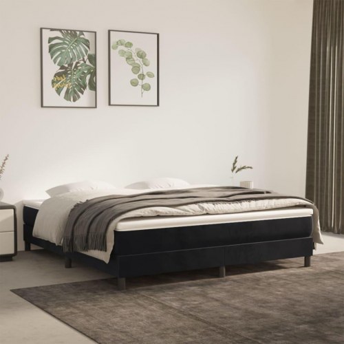 Springmadras med pocketfjedre - medium 160×210×20 cm, fløjl sort