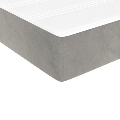 Springmadras med pocketfjedre - medium 90×220×20 cm, fløjl lysegrå