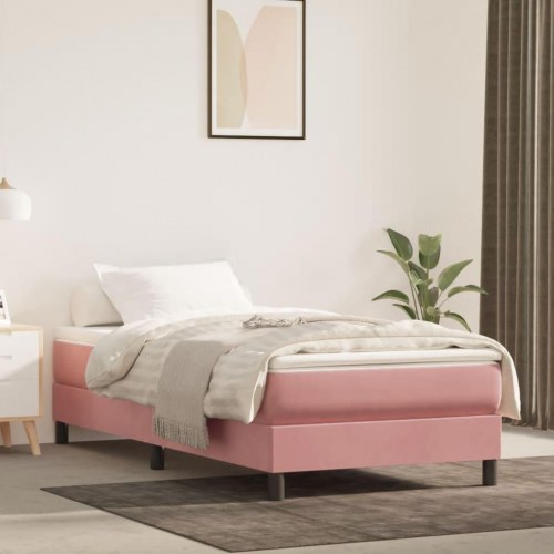Springmadras med pocketfjedre - medium 80×220×20 cm, fløjl lyserød