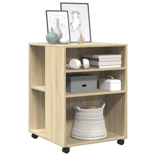 Sidebord med hjul 55x60x78 cm konstrueret træ sonoma-eg