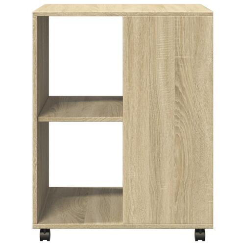 Sidebord med hjul 55x60x78 cm konstrueret træ sonoma-eg
