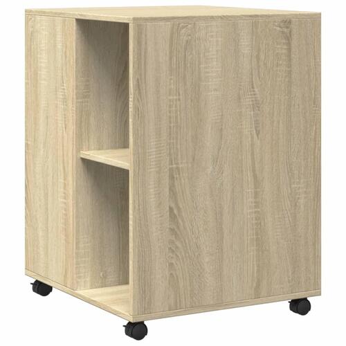 Sidebord med hjul 55x60x78 cm konstrueret træ sonoma-eg