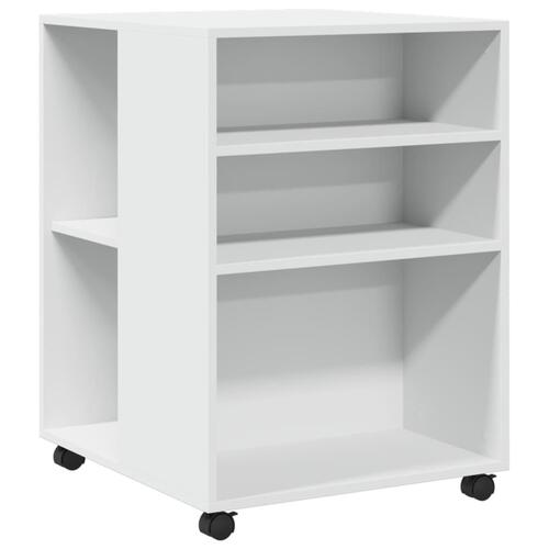 Sidebord med hjul 55x60x78 cm konstrueret træ hvid
