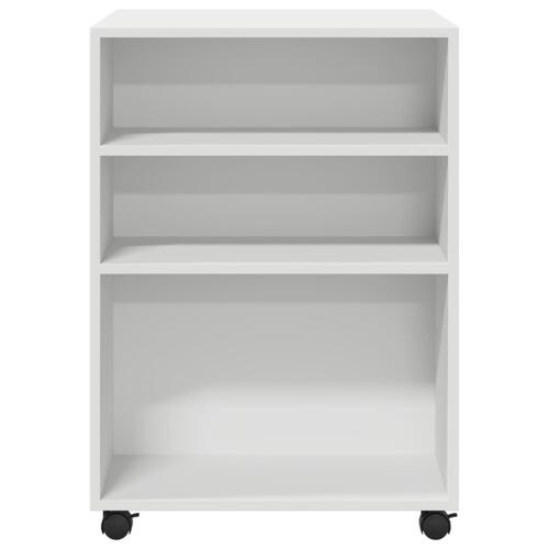 Sidebord med hjul 55x60x78 cm konstrueret træ hvid