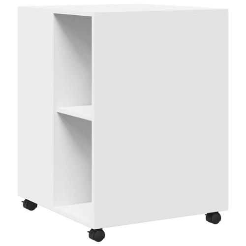 Sidebord med hjul 55x60x78 cm konstrueret træ hvid