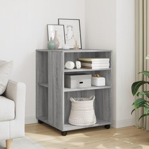 Sidebord med hjul 55x60x78cm konstrueret træ grå sonoma-eg