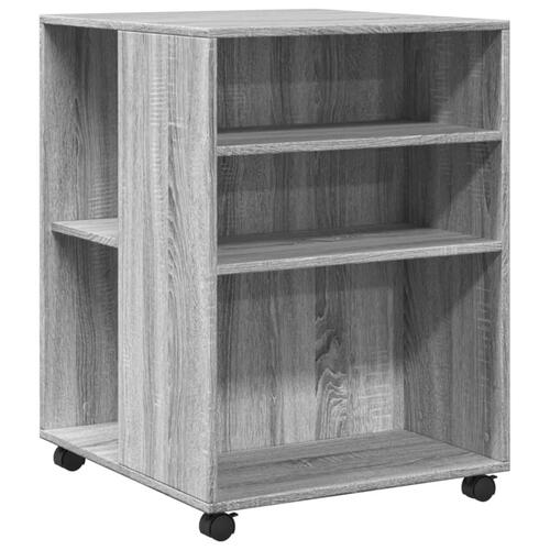 Sidebord med hjul 55x60x78cm konstrueret træ grå sonoma-eg