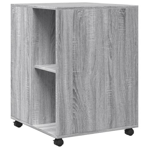 Sidebord med hjul 55x60x78cm konstrueret træ grå sonoma-eg