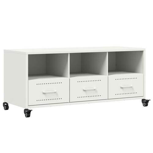 Tv-bord 100,5x39x43,5 cm koldvalset stål hvid
