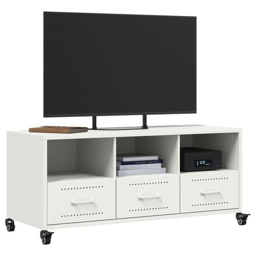 Tv-bord 100,5x39x43,5 cm koldvalset stål hvid