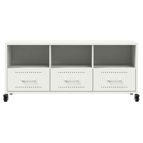 Tv-bord 100,5x39x43,5 cm koldvalset stål hvid