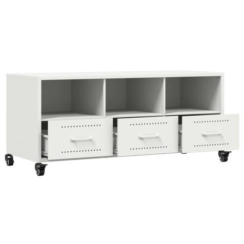 Tv-bord 100,5x39x43,5 cm koldvalset stål hvid