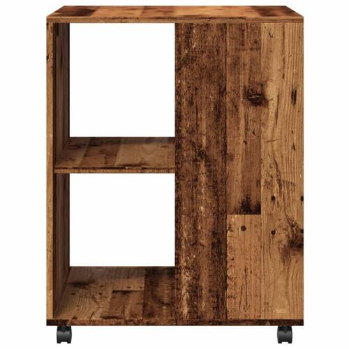 Sidebord med hjul 55x60x78 cm konstrueret træ gammelt trælook