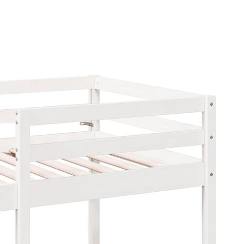 Højseng med skrivebord og stole 90x190 cm massivt fyrretræ hvid