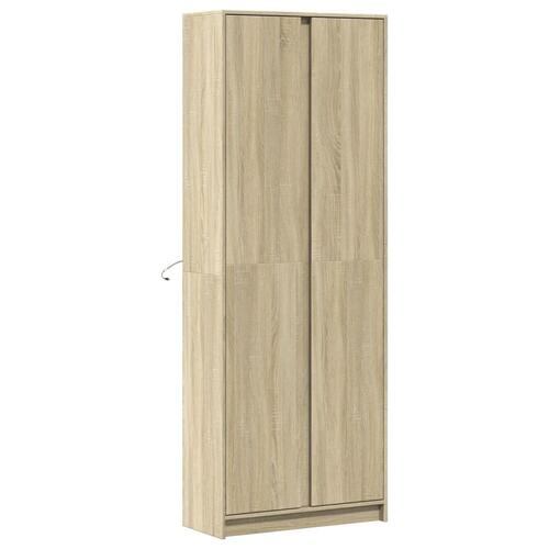 Skab med LED-lys 74x32,5x200 cm konstrueret træ sonoma-eg