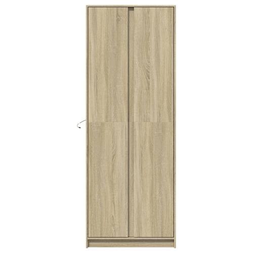 Skab med LED-lys 74x32,5x200 cm konstrueret træ sonoma-eg