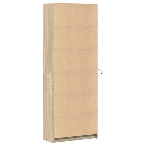 Skab med LED-lys 74x32,5x200 cm konstrueret træ sonoma-eg