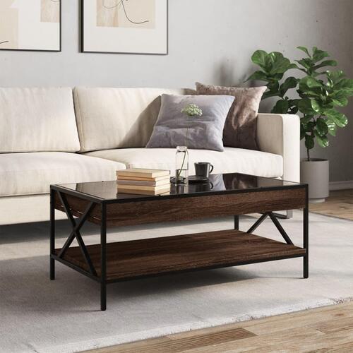 Sofabord med Infinity LED-lys 90x50x38 cm brun egetræsfarve
