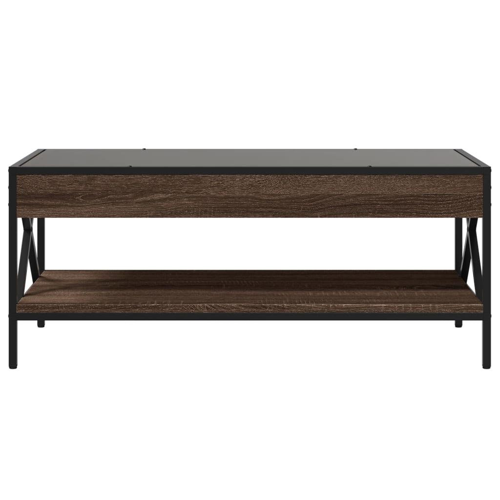 Sofabord med Infinity LED-lys 90x50x38 cm brun egetræsfarve