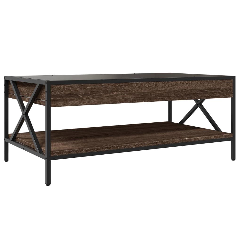 Sofabord med Infinity LED-lys 90x50x38 cm brun egetræsfarve