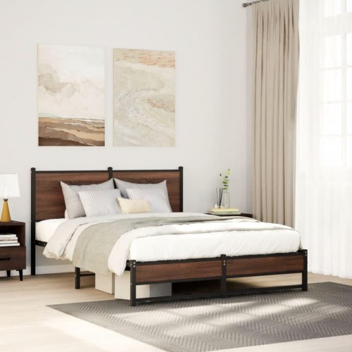 Sengeramme uden madras 137 x 190 cm - brun egetræ