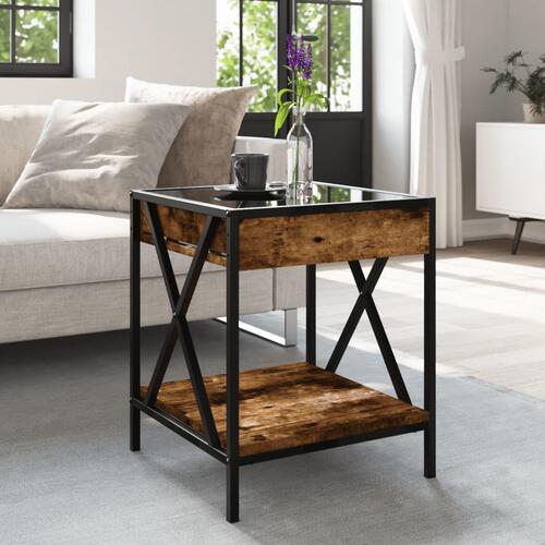 Sofabord med Infinity LED-lys 40x40x49 cm røget egetræsfarve