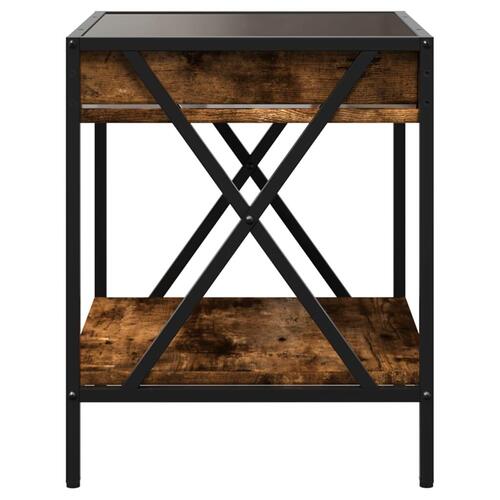 Sofabord med Infinity LED-lys 40x40x49 cm røget egetræsfarve