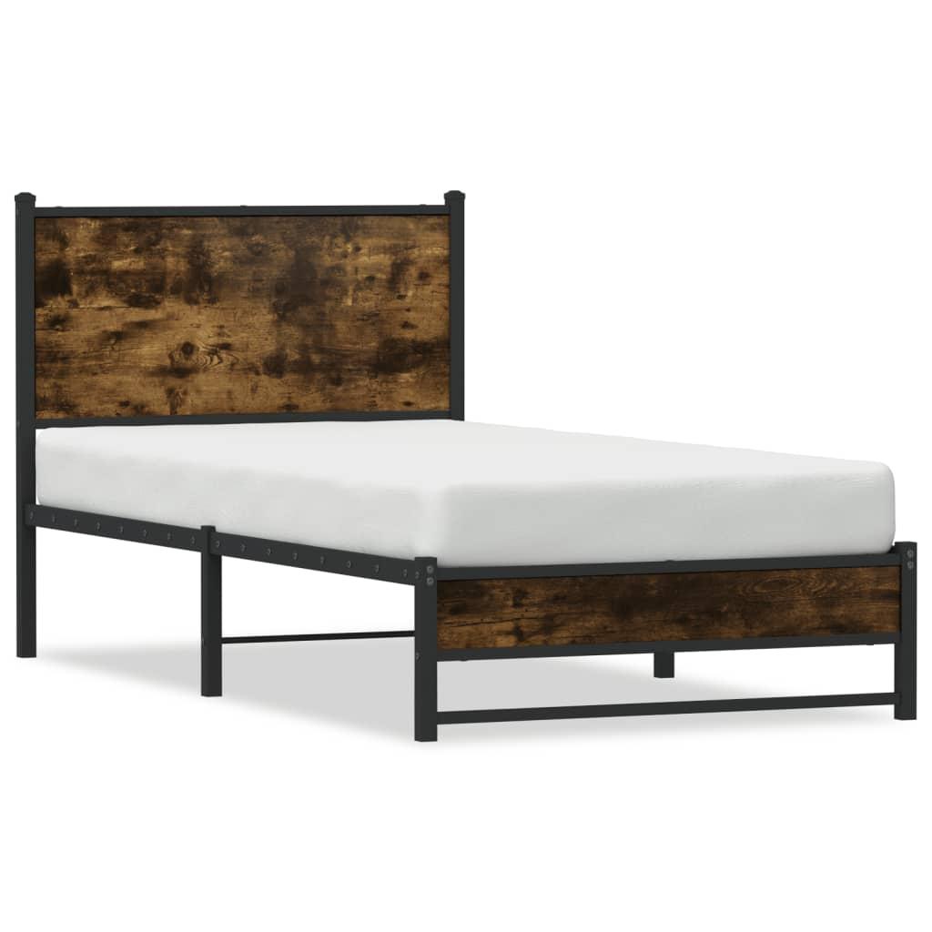 Sengeramme Med Sengegavl 80x200 Cm Metal Røget Egetræsfarve