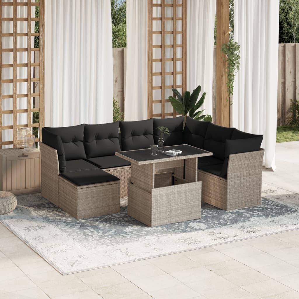 Sofasæt Til Haven 8 Dele Med Hynder Polyrattan - Lysegrå