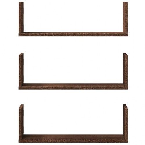 Væghylder 3 stk. - 58×18×18 cm i konstrueret træ, brun egetræsfarve