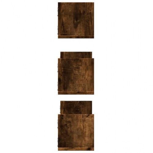 Væghylder 3 stk. 58×18×18 cm i konstrueret træ - røget egetræ