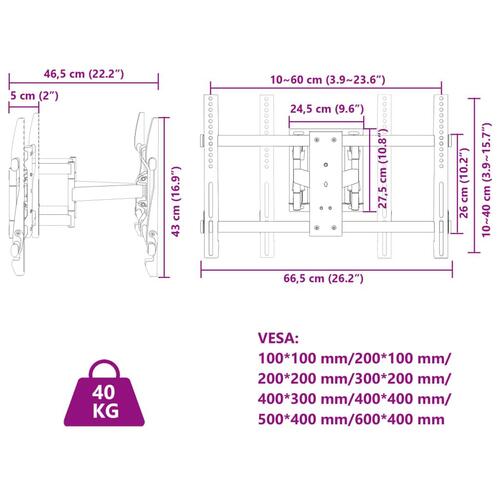 Tv-vægbeslag til 37-80" skærm maks. VESA 600x400 mm 40 kg