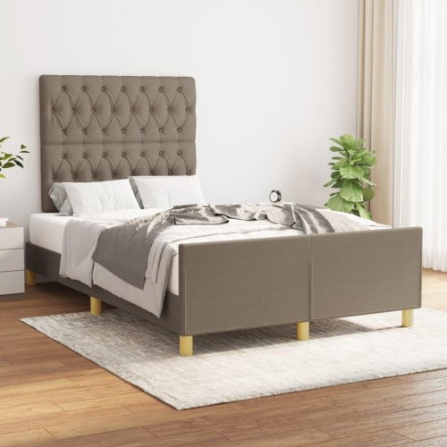 Sengeramme med sengegavl - taupe stof 120 x 200 cm
