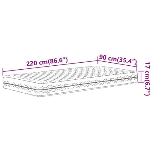 Skummadras 90x220 cm hårdhed H2 H3 hvid