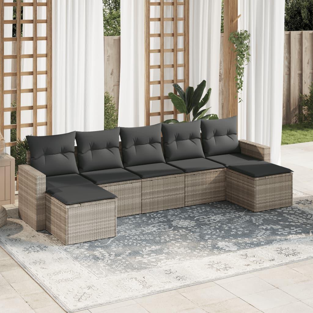 Sofasæt Til Haven 8 Dele Med Hynder Polyrattan Beige - Lysegrå / Uden bord