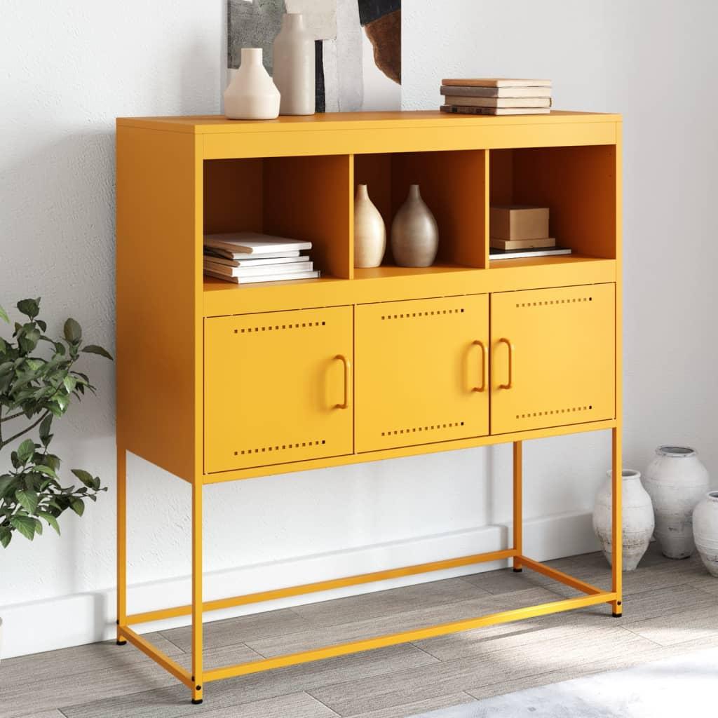 Skænk 100 5x39x107 Cm Stål Sennepsgul