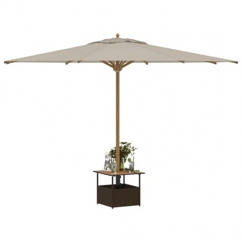 Havebord med parasolhul 55x55x46,5 cm polyrattan brun