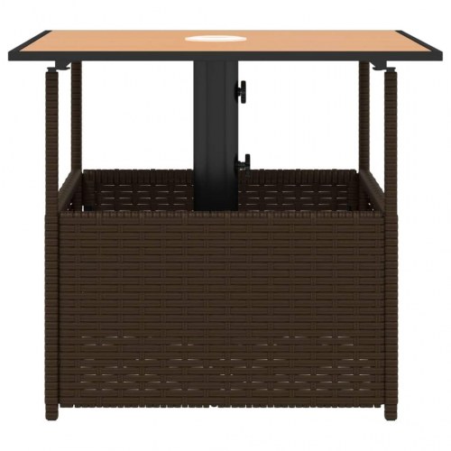 Havebord med parasolhul 55x55x46,5 cm polyrattan brun
