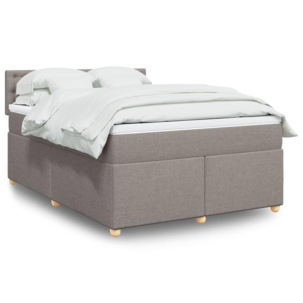 Kontinentalseng med madras og topmadras 140×200 cm - stof, gråbrun