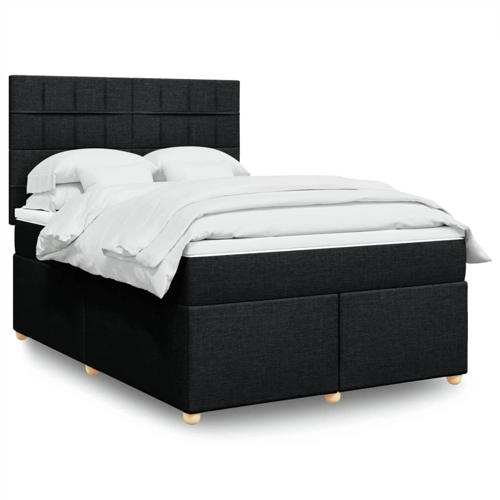 Kontinentalseng Med Madras Stof Sort - Blok med firkanter / 160 x 200 cm