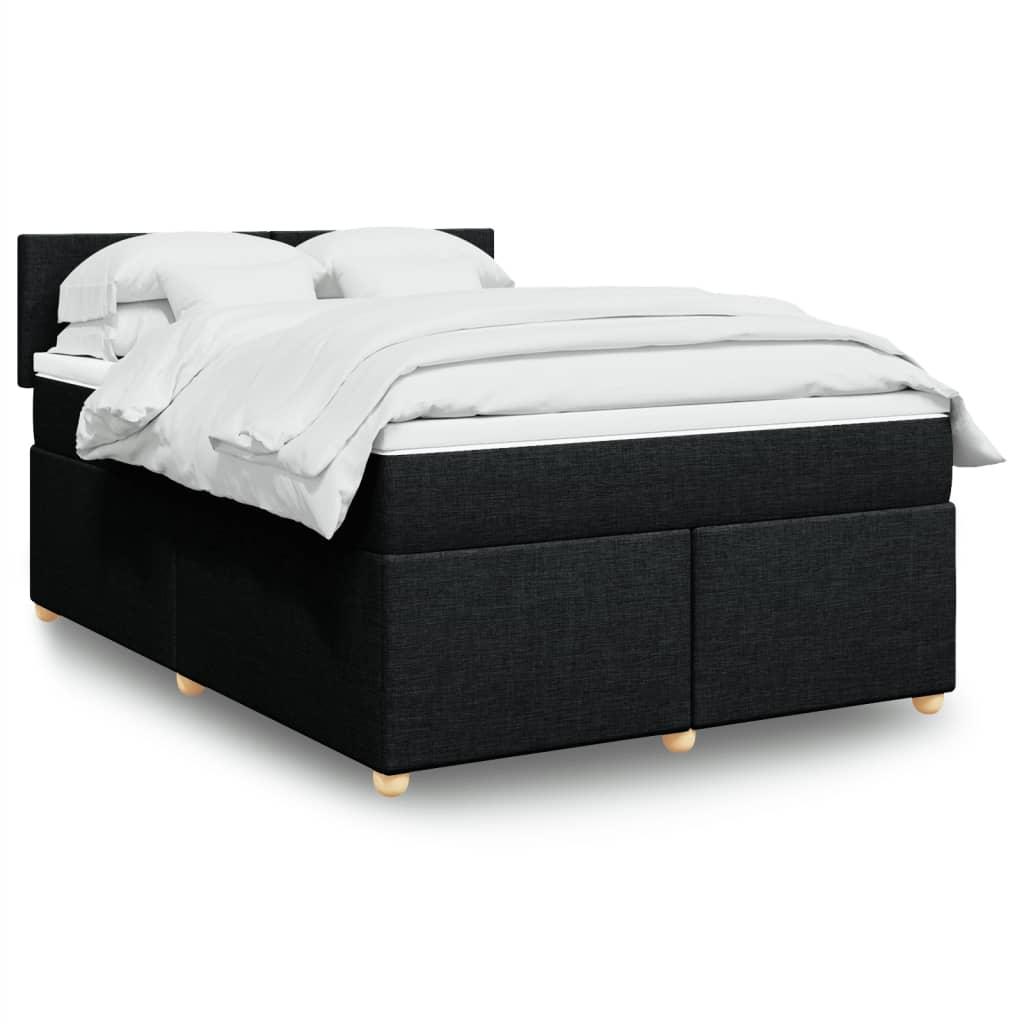 Kontinentalseng Med Madras Stof Sort - Med ensartet mønster / 140 x 190 cm