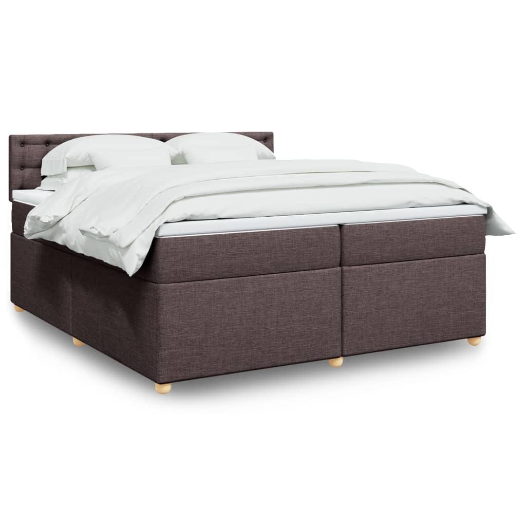 Kontinentalseng med madras og topmadras 200x200 cm - stof, mørkebrun