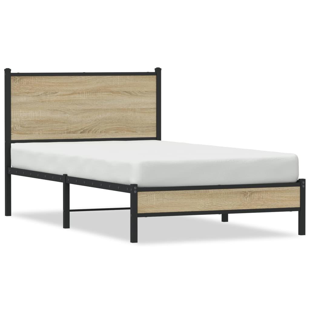 Sengeramme i metal med sengegavl 100x190 cm - sonoma-eg
