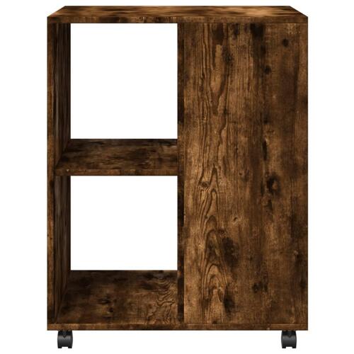 Sidebord med hjul 55x60x78 cm konstrueret træ røget egetræ