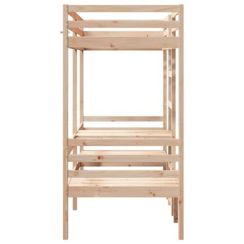 Højseng med skrivebord og stole 90x190 cm massivt fyrretræ