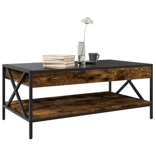 Sofabord med Infinity LED-lys 90x50x38 cm røget egetræsfarve