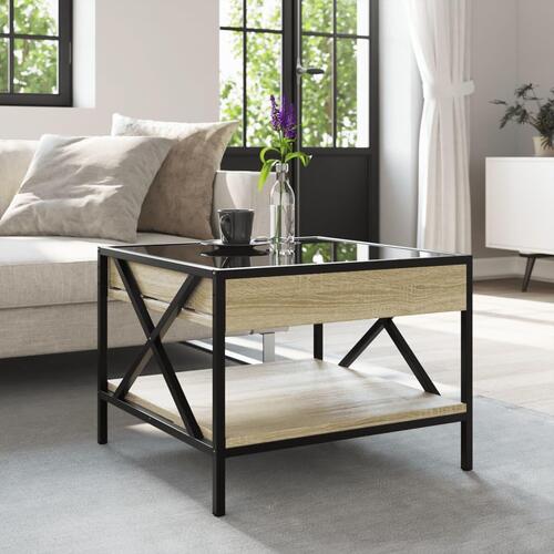 Sofabord med Infinity LED-lys 50x50x38 cm sonoma-eg