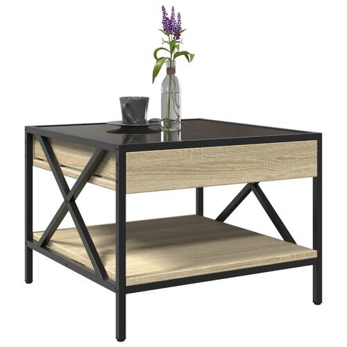 Sofabord med Infinity LED-lys 50x50x38 cm sonoma-eg