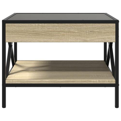 Sofabord med Infinity LED-lys 50x50x38 cm sonoma-eg