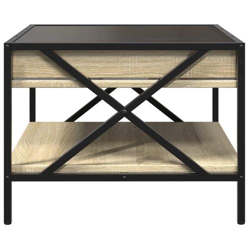 Sofabord med Infinity LED-lys 50x50x38 cm sonoma-eg